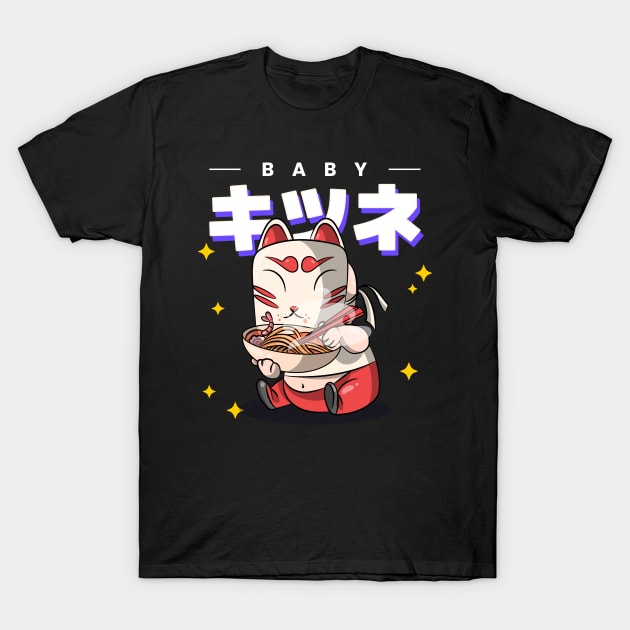 baby cat eat ramen cool design T-Shirt by tedd